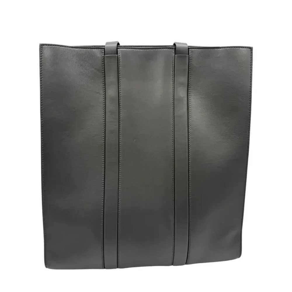 Brunello Cucinelli Graphite Gray Leather Tote with Monili Bead Trim